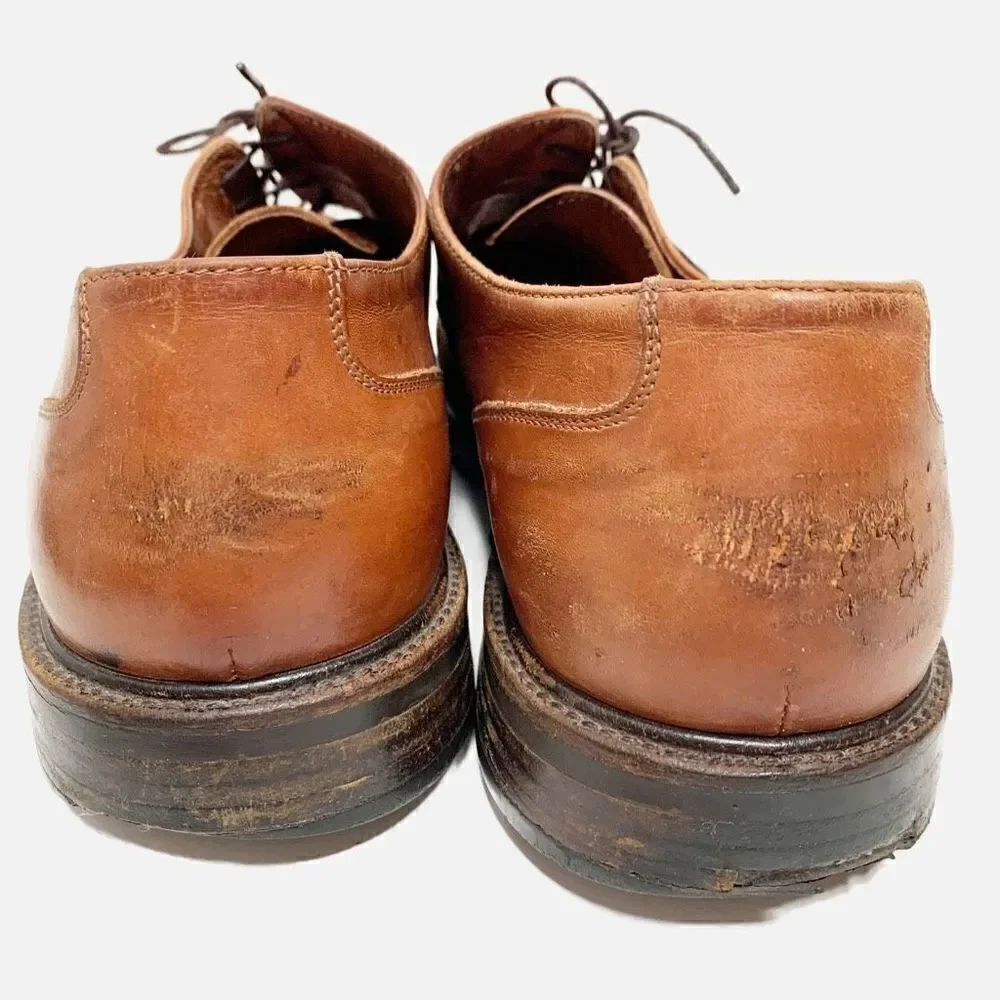 Johnston & Murphy Men's Shoes Oxfords Brown Leather Apron Toe Made in Italy - 10